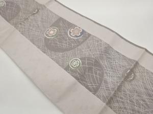 丸紋に桜・露芝模様織出し名古屋帯